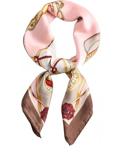 Unique Square Silk Scarf Women Hijab Scarves Female Print Shawls Wrap Hair Heads Scarf Bandana Beach Silk Scarf Pink $8.07 Sc...