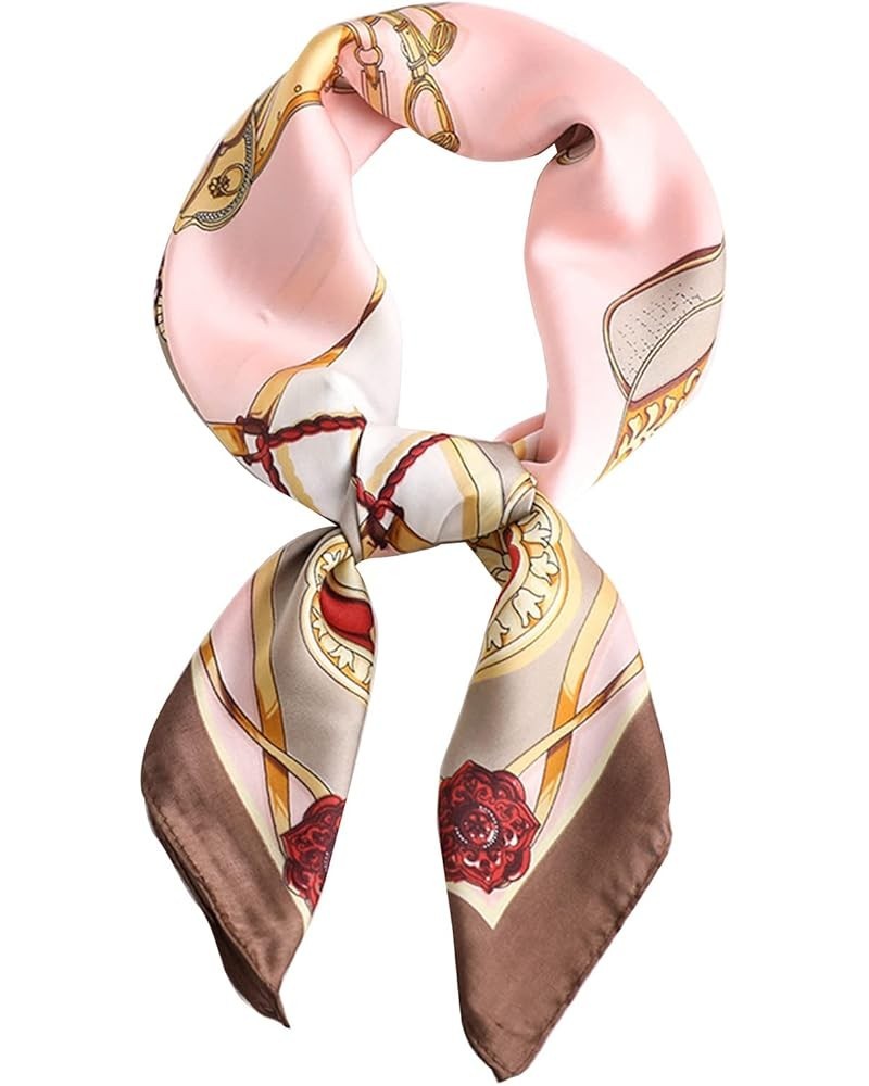 Unique Square Silk Scarf Women Hijab Scarves Female Print Shawls Wrap Hair Heads Scarf Bandana Beach Silk Scarf Pink $8.07 Sc...