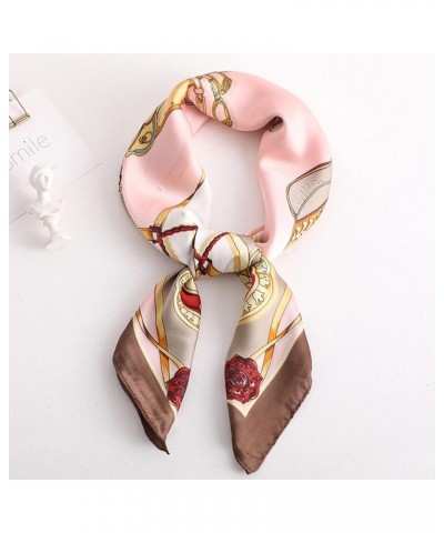 Unique Square Silk Scarf Women Hijab Scarves Female Print Shawls Wrap Hair Heads Scarf Bandana Beach Silk Scarf Pink $8.07 Sc...