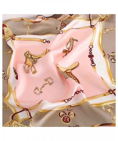 Unique Square Silk Scarf Women Hijab Scarves Female Print Shawls Wrap Hair Heads Scarf Bandana Beach Silk Scarf Pink $8.07 Sc...