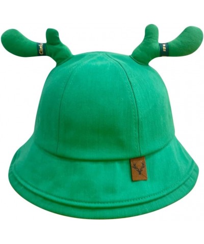 Cute Antlers Sun Hats Cotton Fisherman Hat Wide Brim Bucket Hat Summer Outdoor Breathable Sun Protection Hat Green1 $11.32 Su...