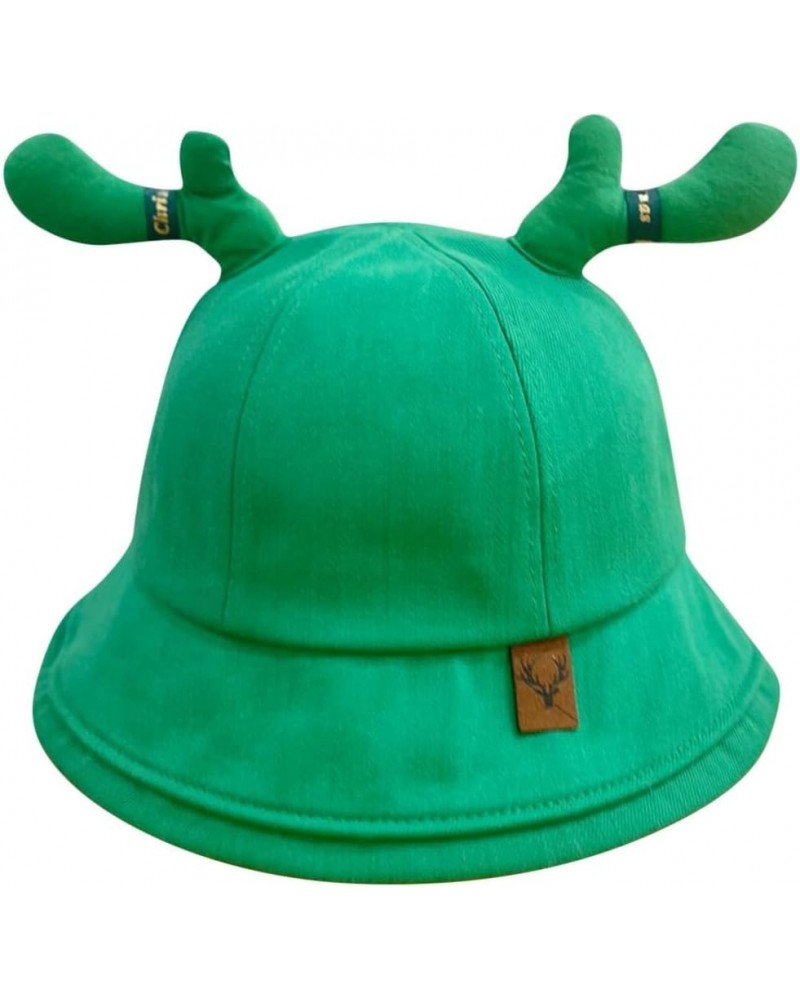 Cute Antlers Sun Hats Cotton Fisherman Hat Wide Brim Bucket Hat Summer Outdoor Breathable Sun Protection Hat Green1 $11.32 Su...