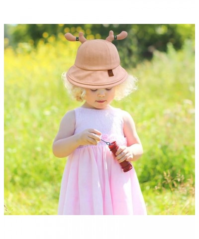 Cute Antlers Sun Hats Cotton Fisherman Hat Wide Brim Bucket Hat Summer Outdoor Breathable Sun Protection Hat Green1 $11.32 Su...