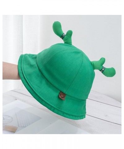 Cute Antlers Sun Hats Cotton Fisherman Hat Wide Brim Bucket Hat Summer Outdoor Breathable Sun Protection Hat Green1 $11.32 Su...