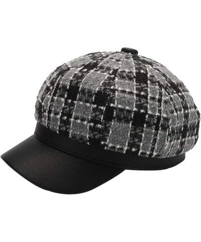 Women's 8 Panels Visor Beret Hat Comfort England Striped Plaid Newsboy Hats Faux Woolen Painter Cabbie Hat for Unisex Black G...