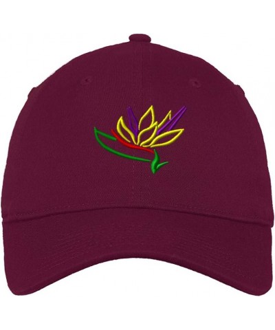 Soft Baseball Cap Plants Bird of Paradise Embroidery Flowers and Plants Cotton Dad Hats for Men & Women Burgundy Design Only ...