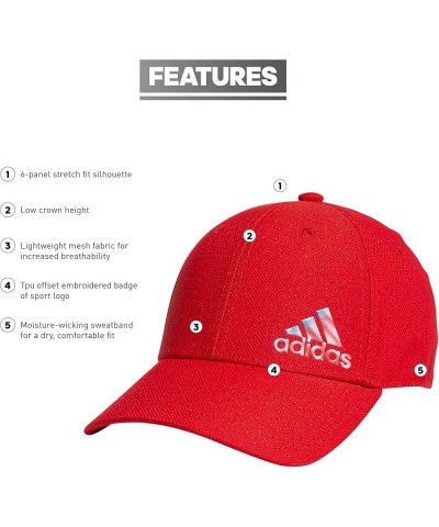 Men's Release 3 Structured Stretch Fit Cap Scarlet Red/White $15.43 Baseball Caps