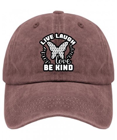 Live Laugh Love Be Kind Butterfly Caps Mesh Hat Pigment Black Gifts for Girlfriends Cool Caps Wine Red $11.20 Sun Hats