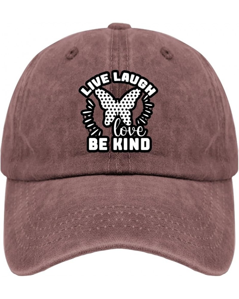 Live Laugh Love Be Kind Butterfly Caps Mesh Hat Pigment Black Gifts for Girlfriends Cool Caps Wine Red $11.20 Sun Hats