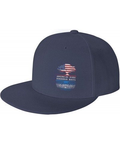 Snapback Baseball Cap Born Honduran Roots USA Honduras Flag Classic Dad Trucker Flat Bill Brim Hat Navy Blue $9.65 Baseball Caps