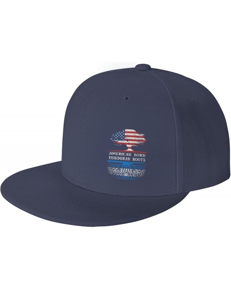 Snapback Baseball Cap Born Honduran Roots USA Honduras Flag Classic Dad Trucker Flat Bill Brim Hat Navy Blue $9.65 Baseball Caps