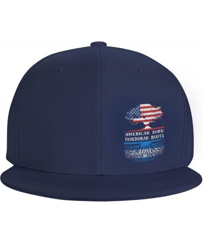 Snapback Baseball Cap Born Honduran Roots USA Honduras Flag Classic Dad Trucker Flat Bill Brim Hat Navy Blue $9.65 Baseball Caps