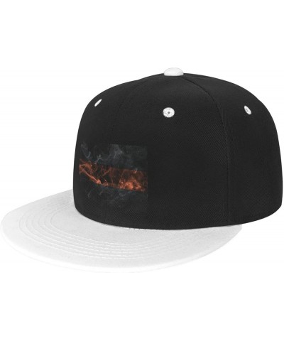 Smoke Style Thin Orange Line Flag Baseball Cap for Men Women Snapback Hat Adjustable Flat Bill Hats White $13.60 Baseball Caps