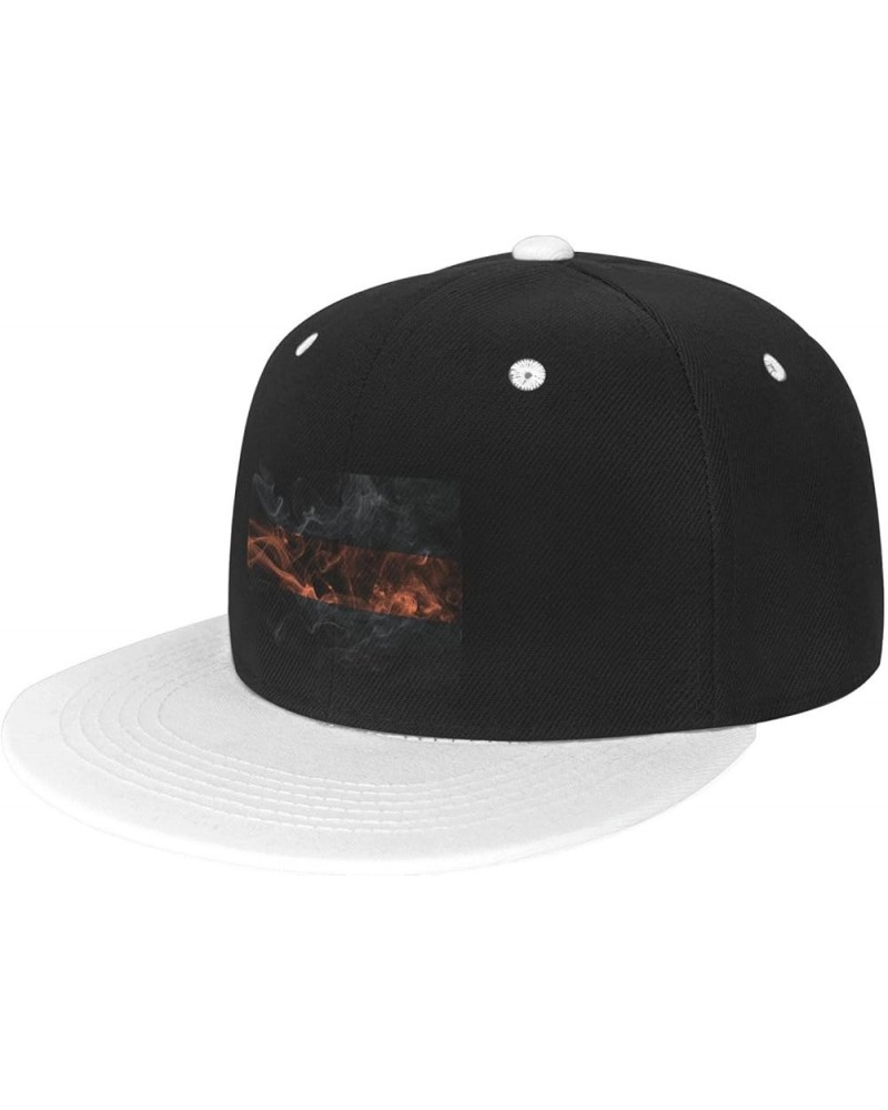 Smoke Style Thin Orange Line Flag Baseball Cap for Men Women Snapback Hat Adjustable Flat Bill Hats White $13.60 Baseball Caps