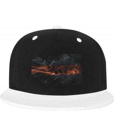 Smoke Style Thin Orange Line Flag Baseball Cap for Men Women Snapback Hat Adjustable Flat Bill Hats White $13.60 Baseball Caps