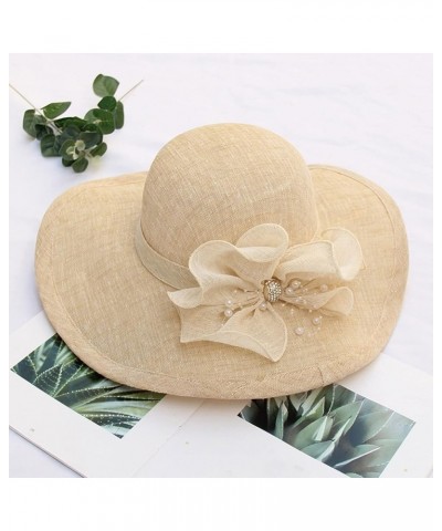 Womens Summer Dress Hat Wide Leaf Flower Bridal Shower Hat Sun Hats Beach Hat Boar Hat Beige-a $10.16 Sun Hats