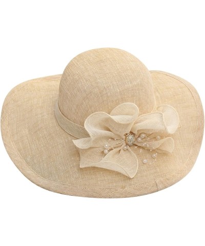 Womens Summer Dress Hat Wide Leaf Flower Bridal Shower Hat Sun Hats Beach Hat Boar Hat Beige-a $10.16 Sun Hats