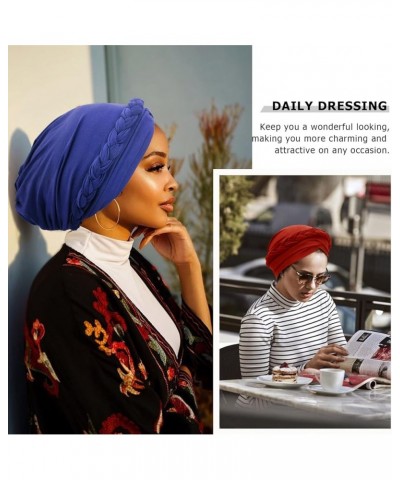 Turban Pre-Tied Twisted Braid Hair Cover Wrap Hat African Beanie Headwraps for Black Women Chemo Cancer Cap 3 Pcs Twisted Bra...