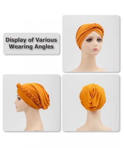 Turban Pre-Tied Twisted Braid Hair Cover Wrap Hat African Beanie Headwraps for Black Women Chemo Cancer Cap 3 Pcs Twisted Bra...