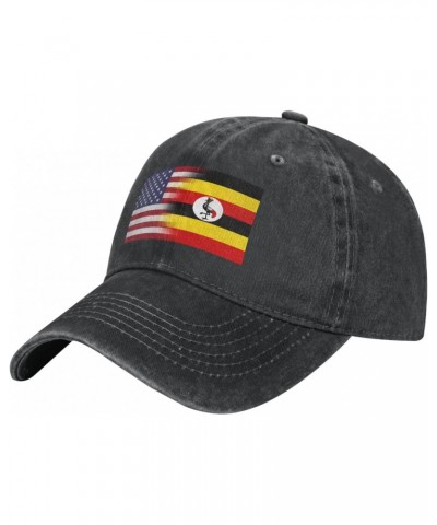 America Uganda Friendship Flag Adjustable Stylish Unique Unisex Washed Cowboy Baseball Adult Hat Black $10.60 Baseball Caps