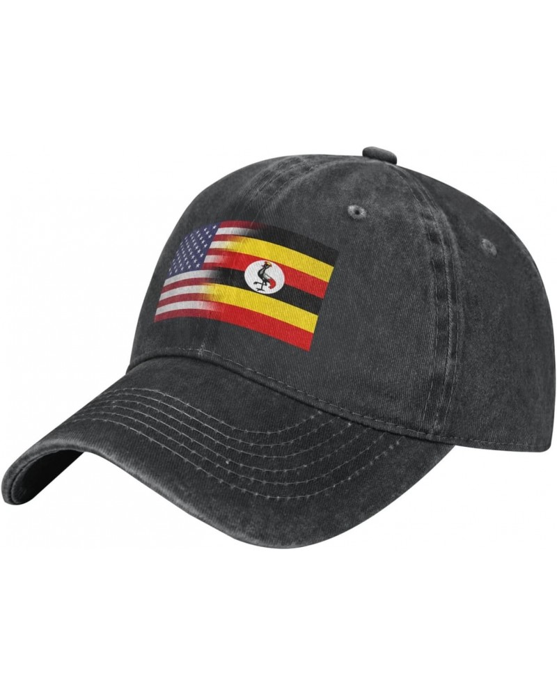 America Uganda Friendship Flag Adjustable Stylish Unique Unisex Washed Cowboy Baseball Adult Hat Black $10.60 Baseball Caps