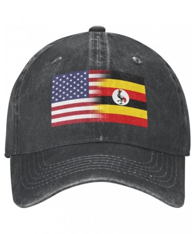 America Uganda Friendship Flag Adjustable Stylish Unique Unisex Washed Cowboy Baseball Adult Hat Black $10.60 Baseball Caps