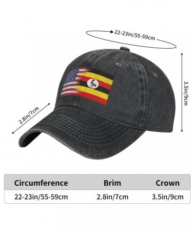 America Uganda Friendship Flag Adjustable Stylish Unique Unisex Washed Cowboy Baseball Adult Hat Black $10.60 Baseball Caps