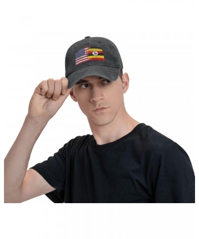 America Uganda Friendship Flag Adjustable Stylish Unique Unisex Washed Cowboy Baseball Adult Hat Black $10.60 Baseball Caps