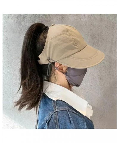 Outdoor Sun Protective Hollow Top Sun Hat New 2024 Sun Hats for Women Sun Protective Ponytail Sun Cap Pink $6.10 Sun Hats