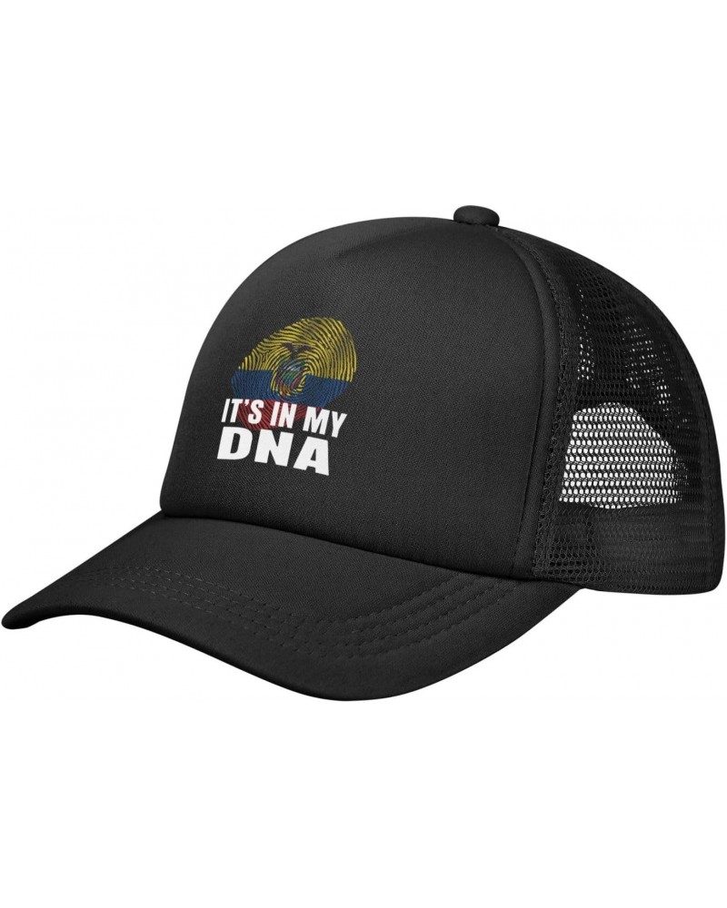 It's in My DNA Ecuador Flag Baseball Cap Adjustable Casual Mesh Hats Duck Tongue Hat for Men Women23 Black $12.74 Baseball Caps