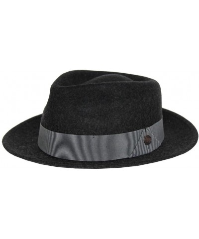 Mens Milange Wool Felt Wide Brim Fedora Hat Slate $51.30 Fedoras