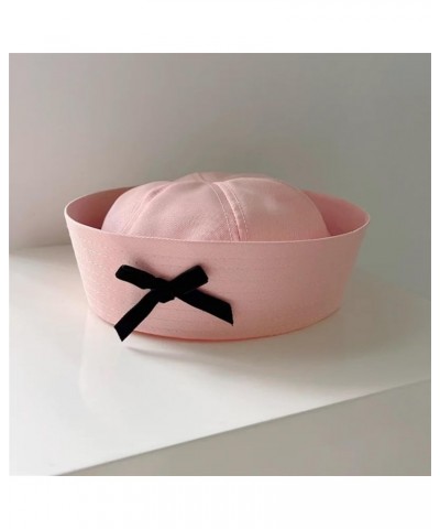 Korean Bow Knot Cute Pink Hat Flip Eaves Versatile Sweet Girl Spring and Summer Beret Dome Fashion Women's Navy Cap Light Blu...