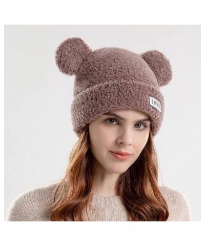 Cute Pullover Hat With Wool Thickening Hairball Solid Color Wool Knit Ear Protection Hat Hair Scarf for Ladies A $10.52 Berets