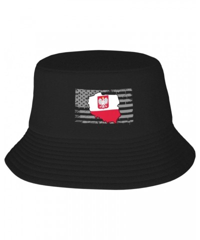 Poland Flag Map Stay Cool and Stylish with Our Trendy Bucket Hats - Perfect for Summer Fun and Outdoor Adventures Black $13.9...