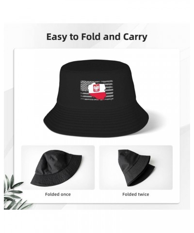 Poland Flag Map Stay Cool and Stylish with Our Trendy Bucket Hats - Perfect for Summer Fun and Outdoor Adventures Black $13.9...