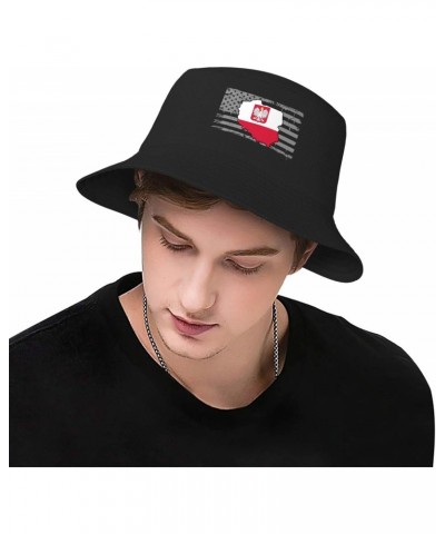 Poland Flag Map Stay Cool and Stylish with Our Trendy Bucket Hats - Perfect for Summer Fun and Outdoor Adventures Black $13.9...