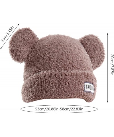 Cute Pullover Hat With Wool Thickening Hairball Solid Color Wool Knit Ear Protection Hat Hair Scarf for Ladies A $10.52 Berets