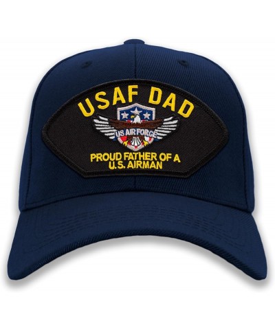 USAF Air Force Dad - Proud Father of a US Airman Ballcap or Trucker Hat Navy Blue Add American Flag $19.25 Baseball Caps