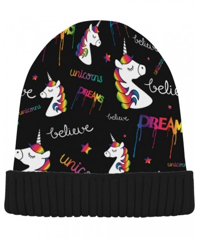 Unicorns Dreams Magical Beanie Hats for Women Men Winter Hat Knit Skull Cap Knit Beanie for Daily Use Cold Multi $12.26 Skull...