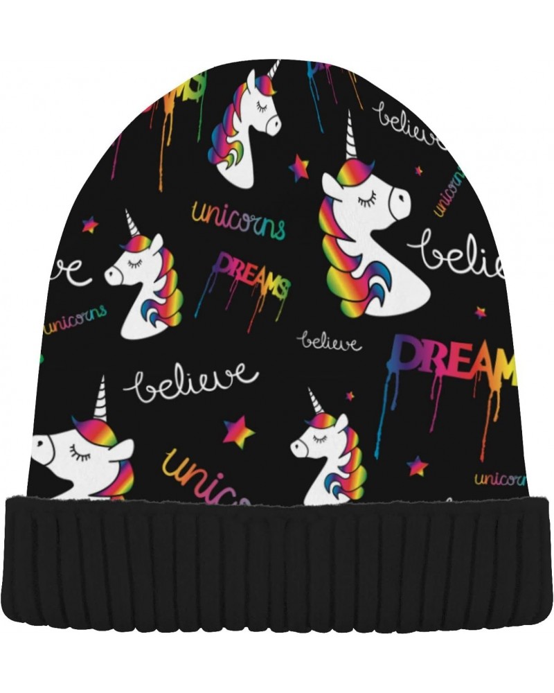 Unicorns Dreams Magical Beanie Hats for Women Men Winter Hat Knit Skull Cap Knit Beanie for Daily Use Cold Multi $12.26 Skull...