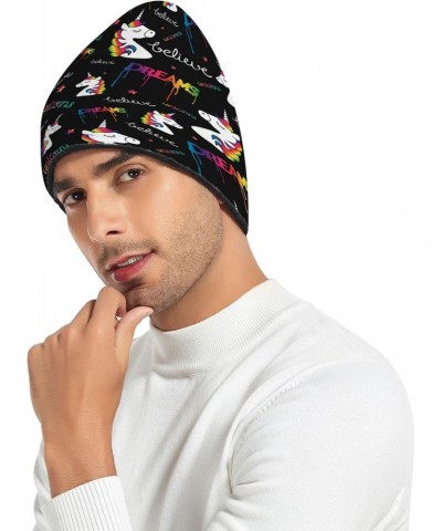 Unicorns Dreams Magical Beanie Hats for Women Men Winter Hat Knit Skull Cap Knit Beanie for Daily Use Cold Multi $12.26 Skull...