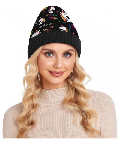 Unicorns Dreams Magical Beanie Hats for Women Men Winter Hat Knit Skull Cap Knit Beanie for Daily Use Cold Multi $12.26 Skull...