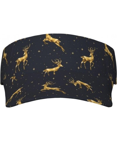 Christmas Deers Print Sun Visor Hat Golf Visor Adjustable Velcro Outdoor Sports Cap for Men Women Black $10.98 Visors