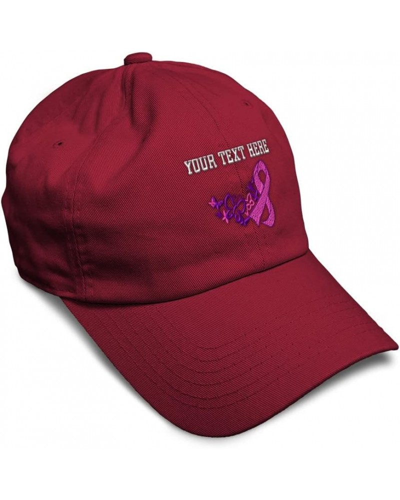 Soft Baseball Cap Cancer Pink Ribbon Butterfly Embroidery Love Cotton Embroidered Dad Hats for Men & Women Burgundy Personali...