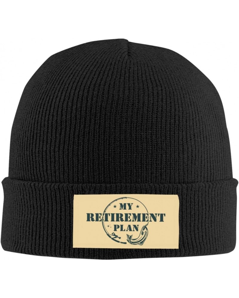 My Fishing Retirement Plan Retirement 2024 Knit Hat Beanie Winter Hat Men Women Warm Knitted Brimless Cap Black $16.72 Skulli...