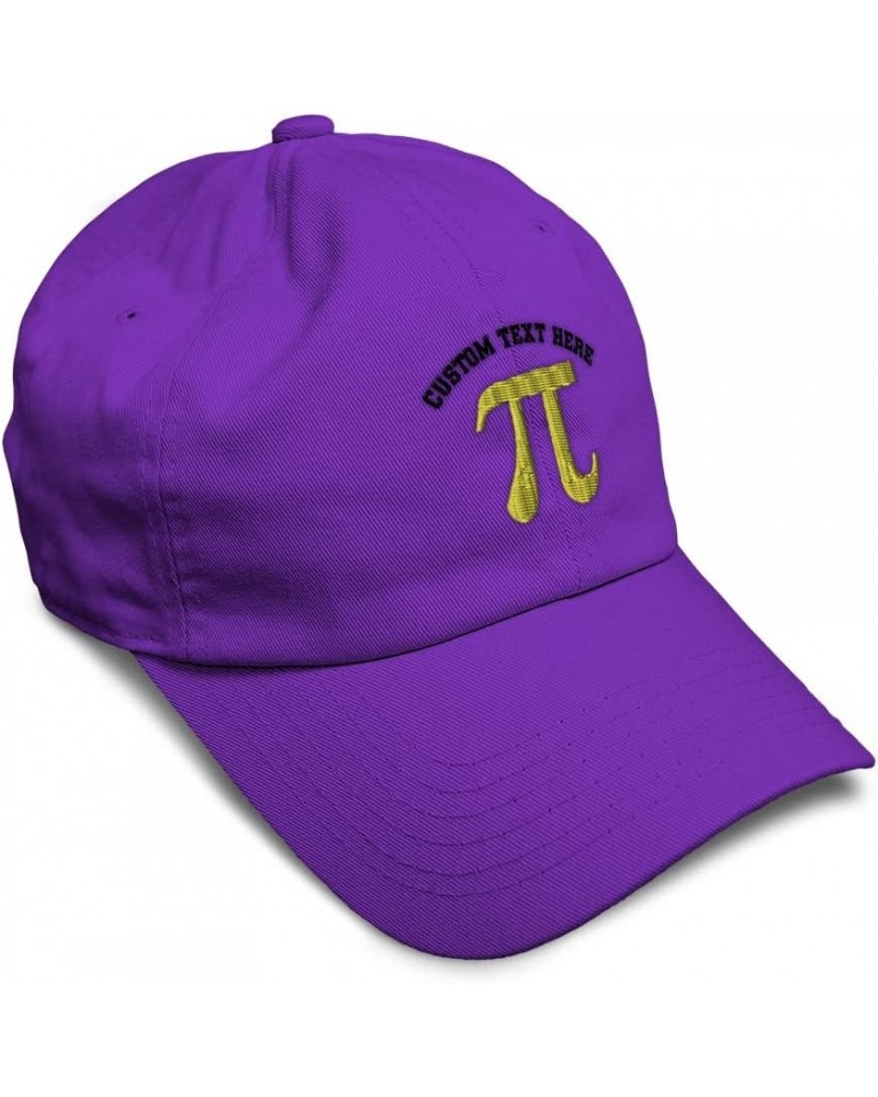 Custom Soft Baseball Cap Pi Symbol Embroidery Symbols 3.14 Pi Twill Cotton Pins Dad Hats for Men & Women Purple Personalized ...