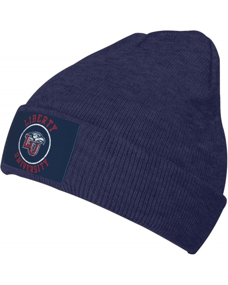 Liberty University Stretch Beanie Knit Hat for Men Women Winter Fall Spring Warm Cap Navy Blue $12.23 Skullies & Beanies