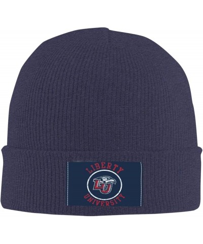 Liberty University Stretch Beanie Knit Hat for Men Women Winter Fall Spring Warm Cap Navy Blue $12.23 Skullies & Beanies