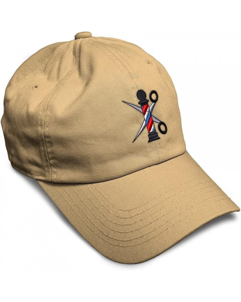 Soft Baseball Cap Barber Pole Scissors Embroidery Hairdresser Barber Cotton Dad Hats for Men & Women Khaki Design Only $14.84...