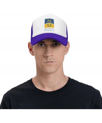 Neumann University Trucker Hats for Both Men and Women - Mesh Baseball Snapback Hats Purple $13.89 Baseball Caps